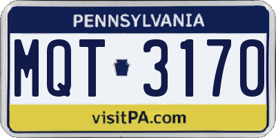 PA license plate MQT3170
