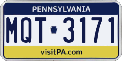 PA license plate MQT3171