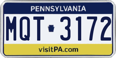 PA license plate MQT3172