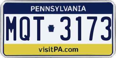 PA license plate MQT3173