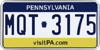 PA license plate MQT3175