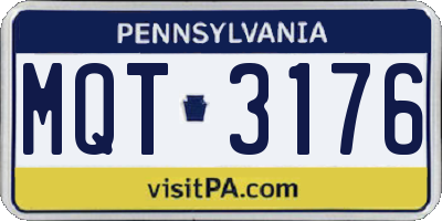 PA license plate MQT3176