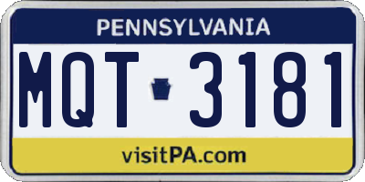 PA license plate MQT3181