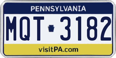 PA license plate MQT3182