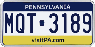 PA license plate MQT3189