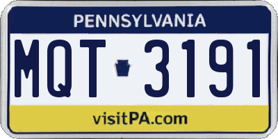 PA license plate MQT3191