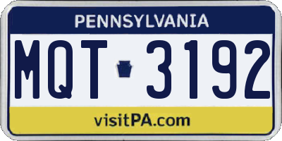 PA license plate MQT3192