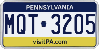PA license plate MQT3205
