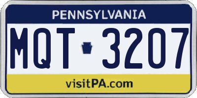 PA license plate MQT3207