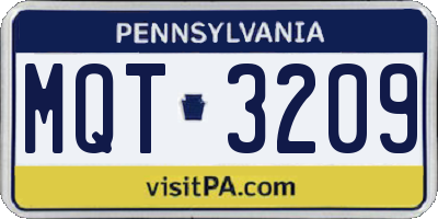 PA license plate MQT3209