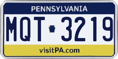 PA license plate MQT3219