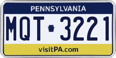 PA license plate MQT3221
