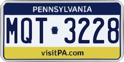 PA license plate MQT3228