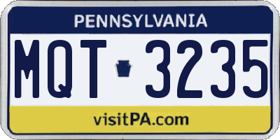 PA license plate MQT3235