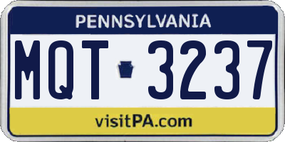 PA license plate MQT3237