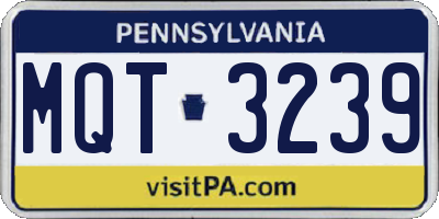 PA license plate MQT3239