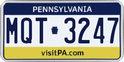 PA license plate MQT3247