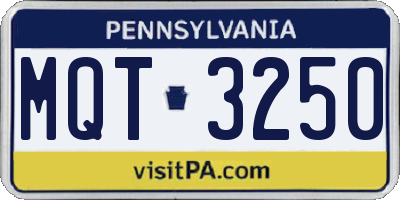 PA license plate MQT3250