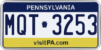 PA license plate MQT3253