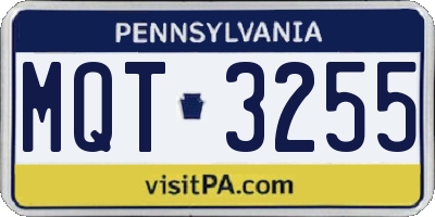 PA license plate MQT3255