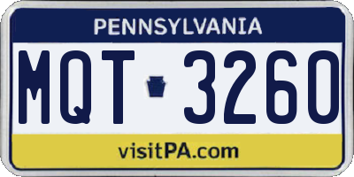 PA license plate MQT3260