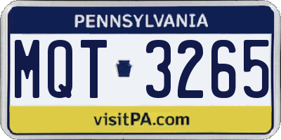 PA license plate MQT3265