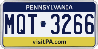 PA license plate MQT3266