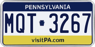 PA license plate MQT3267