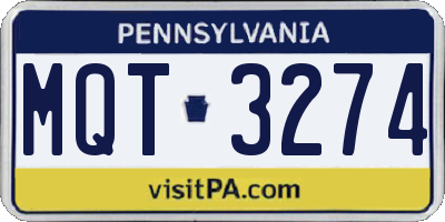 PA license plate MQT3274