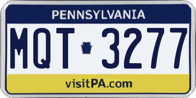 PA license plate MQT3277