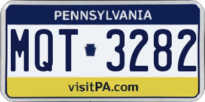 PA license plate MQT3282