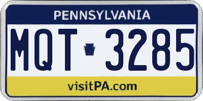 PA license plate MQT3285