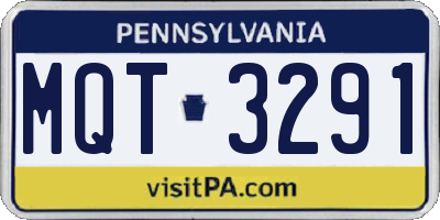 PA license plate MQT3291