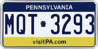 PA license plate MQT3293