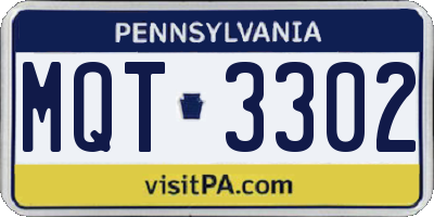 PA license plate MQT3302