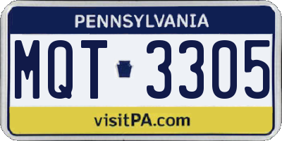 PA license plate MQT3305