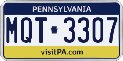 PA license plate MQT3307