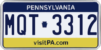 PA license plate MQT3312