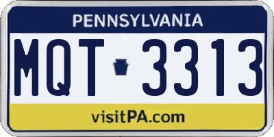 PA license plate MQT3313