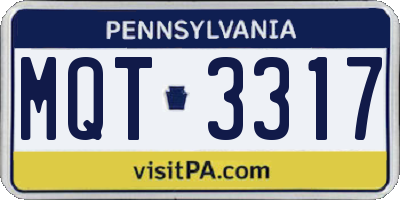 PA license plate MQT3317