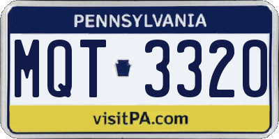 PA license plate MQT3320