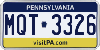 PA license plate MQT3326