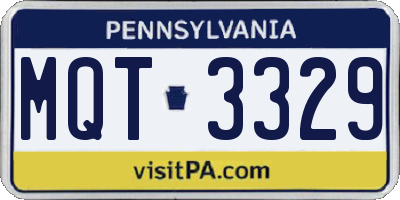 PA license plate MQT3329