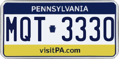 PA license plate MQT3330