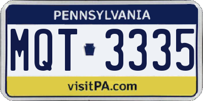 PA license plate MQT3335