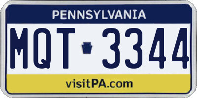 PA license plate MQT3344