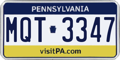 PA license plate MQT3347