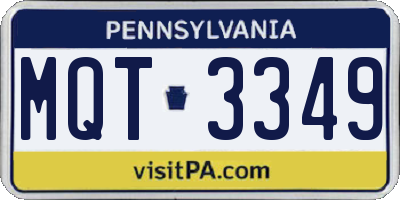 PA license plate MQT3349