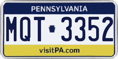 PA license plate MQT3352