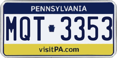 PA license plate MQT3353